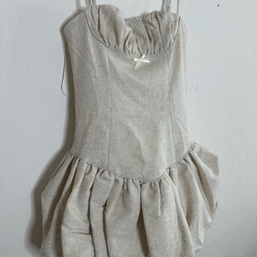 Fashion Nova Cream Bustier Mini Dress